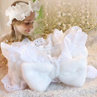 Eyelet Lace Trim Bow Headband