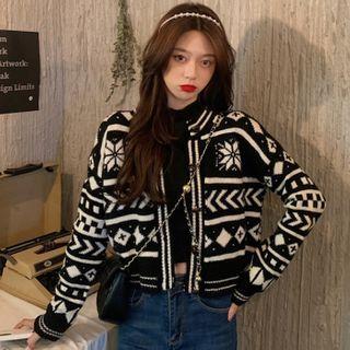 Button-up Patterned Cardigan