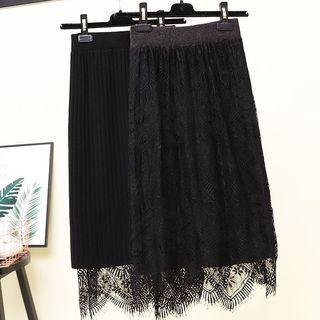 Reversible Knit Lace Sheath Skirt