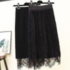 Reversible Knit Lace Sheath Skirt