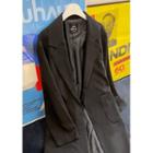 Notch-lapel Wrap Coat With Sash Black - One Size