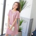 Solid Colour V-neck Skater Dress