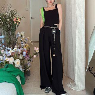 Square Neck Camisole Top / Wide Leg Pants