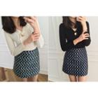 Half-placket Button-detail Knit Top