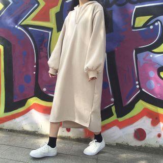 Plain Midi Shift Hoodie Dress