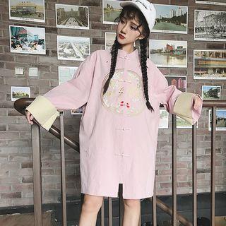 Embroidered Frog-buttoned Jacket As Shown In Figure - One Size