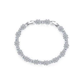 Fashion And Elegant Flower Bracelet With Cubic Zirconia Silver - One Size