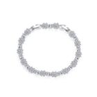Fashion And Elegant Flower Bracelet With Cubic Zirconia Silver - One Size