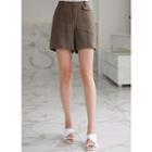 Flap-detail Linen Shorts