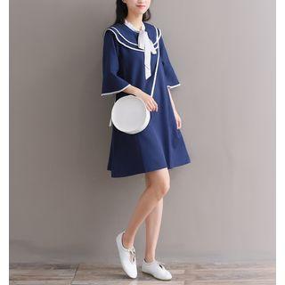 Sailor Collared Elbow-sleeve Dress