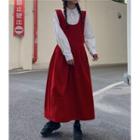 Velvet Bow Back Sleeveless Dress Red - One Size