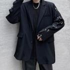 Metal Accent Single-breasted Blazer