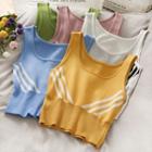 Square-neck Striped Crop Tank Top In 7 Colors