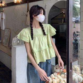 Short-sleeve Eyelet Lace Flowy Top