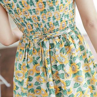 Sleeveless Smocked Floral A-line Mini Dress