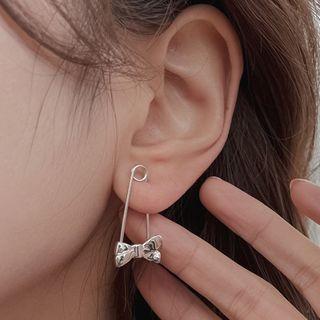 Bow Safety Pin Dangle Earring