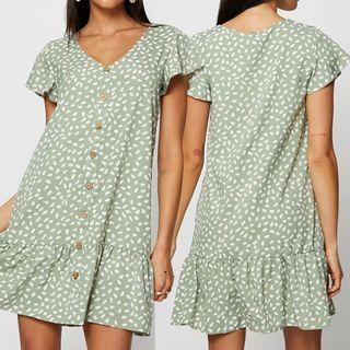Short-sleeve Printed Smock Dress