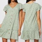 Short-sleeve Printed Smock Dress