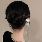 Flower Chain Hair Stick Black & Silver - One Size