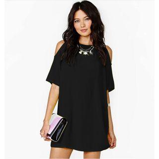 Cutout Shoulder Short-sleeve Tunic