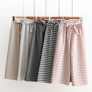 Checker Wide-leg Pants