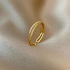 Rhinestone Layered Open Ring J476 - Gold - One Size