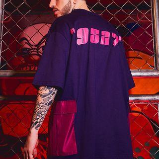 Elbow-sleeve Number Pocket T-shirt