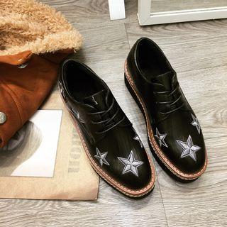 Platform Lace-up Embroidery Casual Shoes