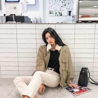 Faux-fur Collar Safari Jacket