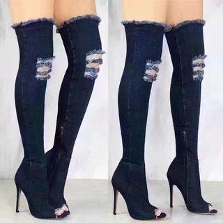 Stiletto Denim Over-the-knee Boots