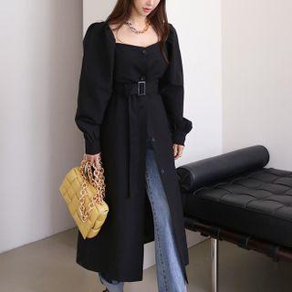 Belted Long Button Jacket