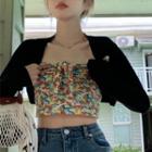 Floral Tube Top / Cropped Cardigan