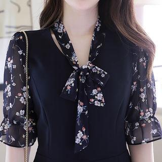 Tie-neck Monk Two-piece Dress