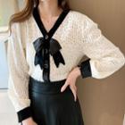 Lace Bow Blouse Almond - One Size