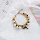 Faux Pearl Alloy Dolphin Bracelet Gold - One Size