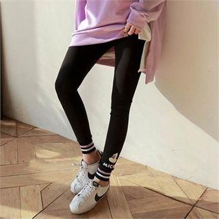 Mickey Mouse Print Contrast-trim Leggings