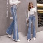 Rhinestone Fringed Trim Boot-cut Jeans