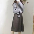 Off-shoulder Sweater / A-line Midi Skirt