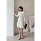 Flap Faux-pearl Tweed Dress