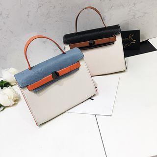 Color Block Buttoned Satchel