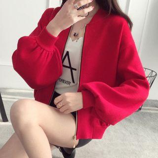 Lettering Flower Embroidered Cardigan