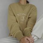 [nefct] Letter Embroidered Sweatshirt Beige - One Size