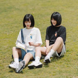 Round-neck Pocket Print Short-sleeve Top