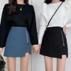 High-waist Semi-body Zip A-line Mini Skirt