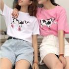 Short-sleeve Cow Print T-shirt
