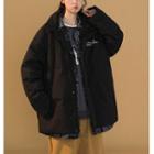 Mock Two-piece Paisley Print Panel Zip-up Down Jacket