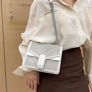 Chain Rhinestone Flap Crossbody Bag