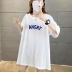 Lettering Oversize  Elbow-sleeve T-shirt
