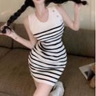Striped Mini Sheath Tank Dress / Tank Top