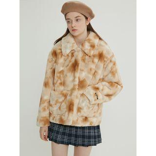 Snug Club Collared Faux-fur Jacket Beige - One Size